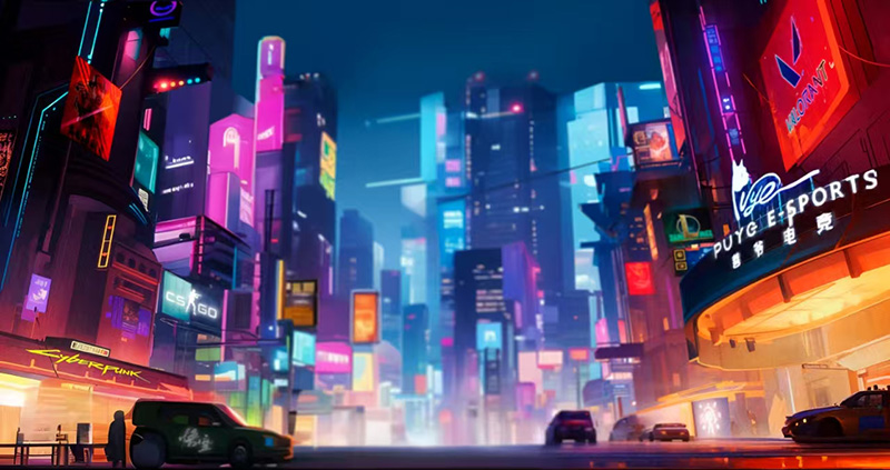 賽博都市電競(jìng)館熒光畫